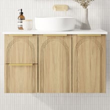 Arco 900mm Wall Hung Single Vanity with Solid Surface Countertop